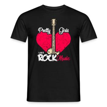 Pretty girls like rock music vintage - Men's T-Shirt - black - Front - AI Model Male 178 light (178cm)