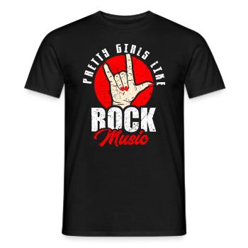 Hübsche Mädchen mögen Rockmusik Vintage - Männer T-Shirt - Schwarz - Vorne - AI Model Male 178 light (178cm)