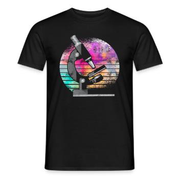 Microscope biology science medicine research - Men's T-Shirt - black - Front - AI Model Male 178 light (178cm)
