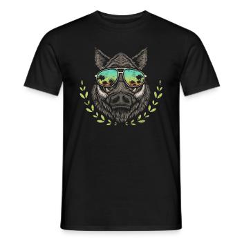 Sanglier chasse forestier trophée chasse sanglier sauvage - T-shirt homme - noir - Devant - AI Model Male 178 light (178cm)