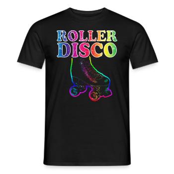 Rollschuhe Disco Inline Skating Rollschuhlaufen - Männer T-Shirt - Schwarz - Vorne - AI Model Male 178 light (178cm)