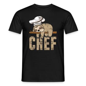 Paresseux chef cuisine cuisine cadeau - T-shirt homme - noir - Devant - AI Model Male 178 light (178cm)
