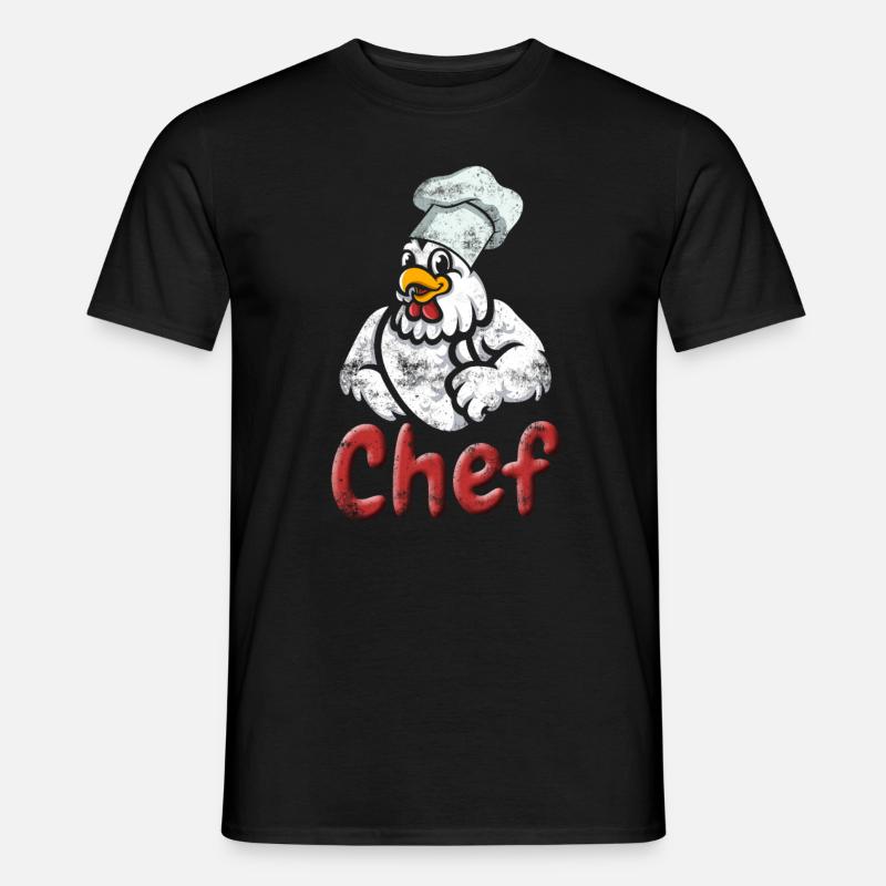 Chef Huhn Kochen Küche Backen Geschenk - Männer T-Shirt - Schwarz