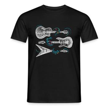 Rock n roll musique rock rock and roll guitariste - T-shirt homme - noir - Devant - AI Model Male 178 light (178cm)