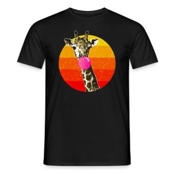 Girafe, à, bubble-gum, girafe, animal - T-shirt homme - noir - Devant - AI Model Male 178 light (178cm)