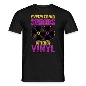 Platine vinyle DJ disques LP - T-shirt homme - noir - Devant - AI Model Male 178 light (178cm)