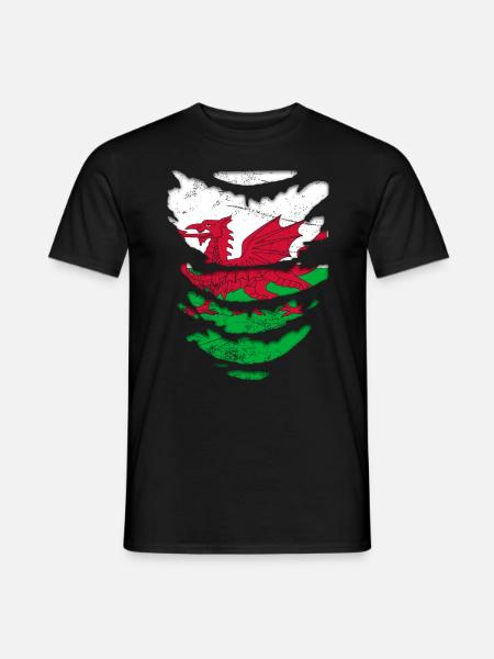 Wales Flagge St Davids Day Cymraeg Waliser Wappen - Männer T-Shirt - Schwarz