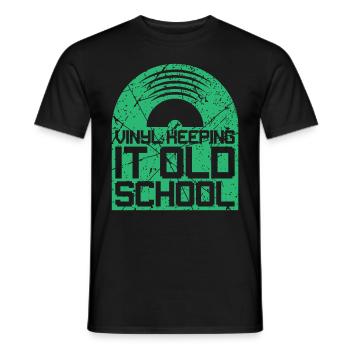 Vinyle Disques Tourne-disques Old School LPs - T-shirt homme - noir - Devant - AI Model Male 178 light (178cm)