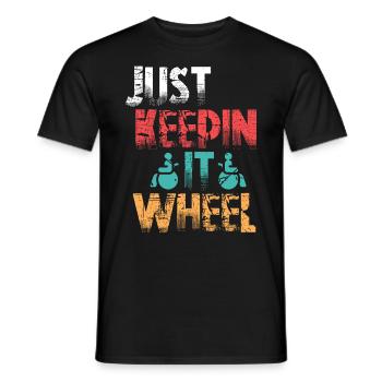 Fauteuil roulant utilisateur de fauteuil roulant - T-shirt homme - noir - Devant - AI Model Male 178 light (178cm)