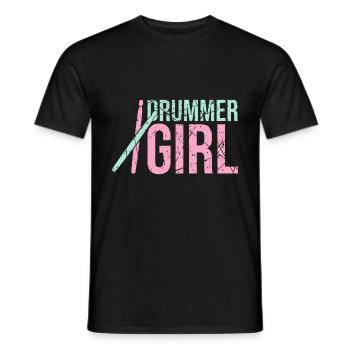 Drummer girl drums - Men's T-Shirt - black - Front - AI Model Male 178 light (178cm)