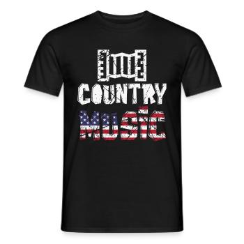 Country music retro vintage guitar - Men's T-Shirt - black - Front - AI Model Male 178 light (178cm)