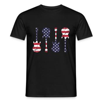Country Music Retro Vintage Guitar - Men's T-Shirt - black - Front - AI Model Male 178 light (178cm)