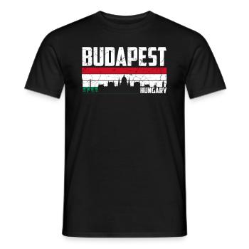 Budapest Skyline Hungary - Men's T-Shirt - black - Front - AI Model Male 178 light (178cm)