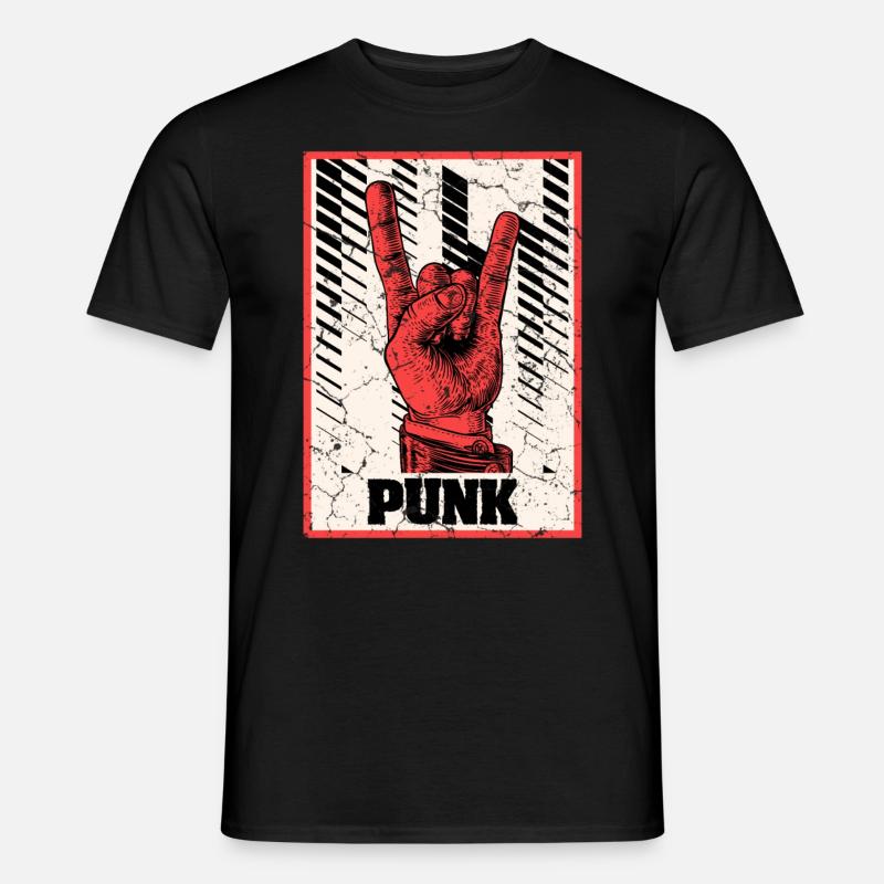 Teufelshorn Punks Punk - Männer T-Shirt - Schwarz