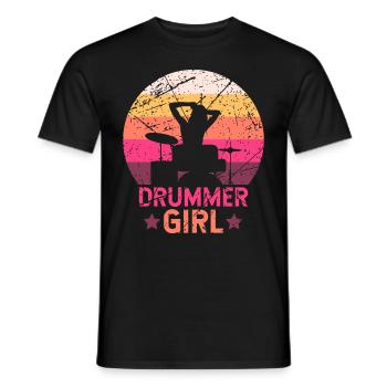Batterie-batteur Girl batterie - T-shirt homme - noir - Devant - AI Model Male 178 light (178cm)
