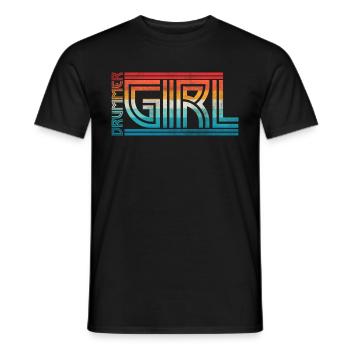 Fille à la batterie - T-shirt homme - noir - Devant - AI Model Male 178 light (178cm)