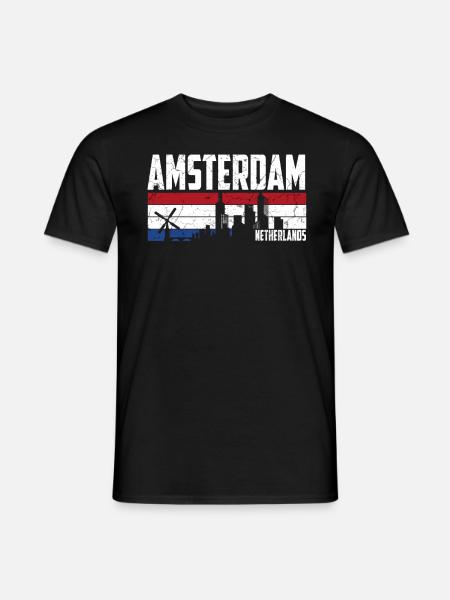 Amsterdam Skyline Netherlands - Men's T-Shirt - black