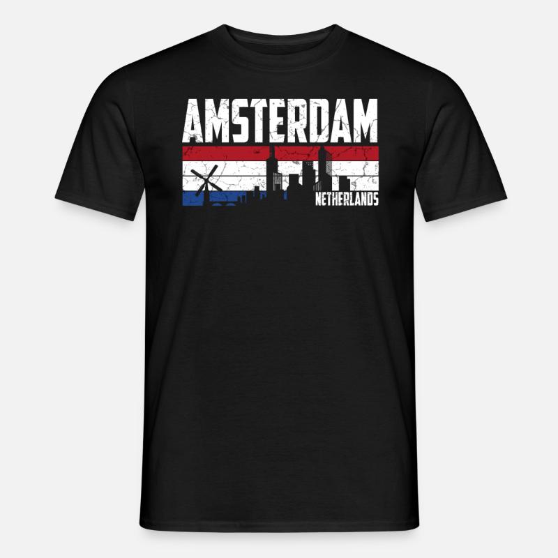 Amsterdam Skyline Niederlande - Männer T-Shirt - Schwarz