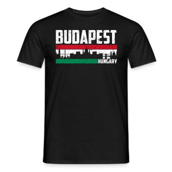 Budapest skyline Hungary hometown - Men's T-Shirt - black - Front - AI Model Male 178 light (178cm)