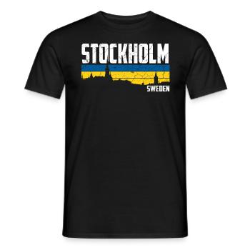 Stockholm Drapeau de la Suède - T-shirt homme - noir - Devant - AI Model Male 178 light (178cm)