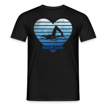Nageur natation fille - T-shirt homme - noir - Devant - AI Model Male 178 light (178cm)