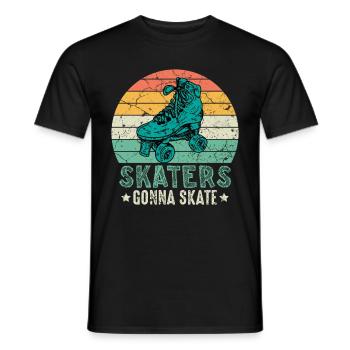 Patins à roulettes rétro rollers - T-shirt homme - noir - Devant - AI Model Male 178 light (178cm)