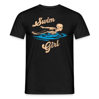 Nageur natation fille - T-shirt homme - noir - Devant - AI Model Male 178 light (178cm)