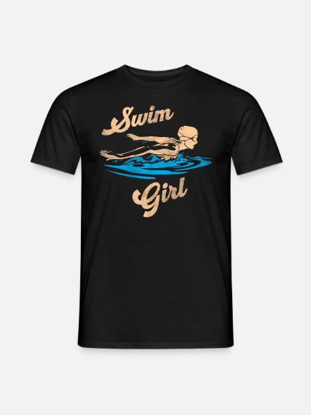 Schwimmerin Schwimmen Mädchen - Männer T-Shirt - Schwarz