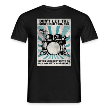 Schlagzeug Drum Sticks Schlagzeuger Opa - Männer T-Shirt - Schwarz - Vorne - AI Model Male 178 light (178cm)