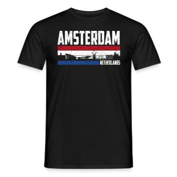 Amsterdam Skyline Heimatstadt Niederlande - Männer T-Shirt - Schwarz - Vorne - AI Model Male 178 light (178cm)