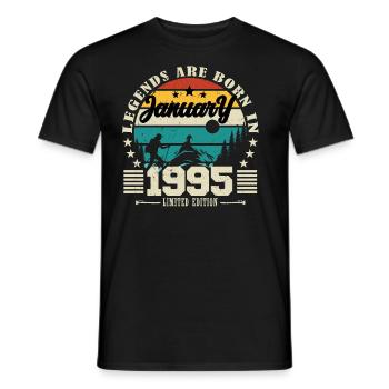 January 1995. Birthday gift January 1995. - Men's T-Shirt - black - Front - AI Model Male 178 light (178cm)