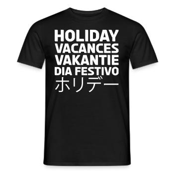 Holiday, Vacances, Vakantie, Dia festivo. ホリデー. - Men's T-Shirt - black - Front - AI Model Male 178 light (178cm)