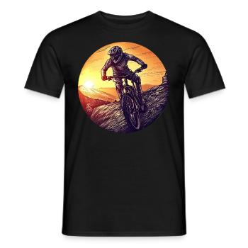 mtb mountain bike downhill sunset - Männer T-Shirt - Schwarz - Vorne - AI Model Male 178 light (178cm)