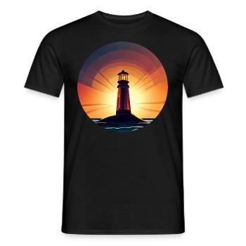 Phare au coucher du soleil Romantique - T-shirt homme - noir - Devant - AI Model Male 178 light (178cm)
