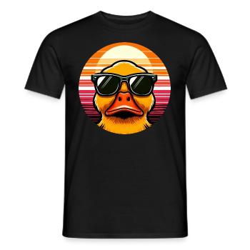 Coole Ente mit Sonnenbrille beim Sonnenuntergang - Männer T-Shirt - Schwarz - Vorne - AI Model Male 178 light (178cm)