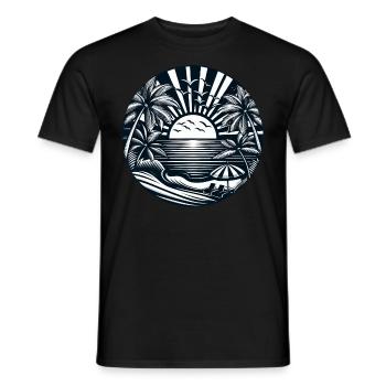 Vacances Été Soleil Plage Palmiers Silhouette - T-shirt homme - noir - Devant - AI Model Male 178 light (178cm)