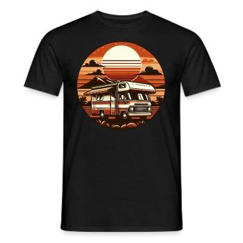 Caravane Camping Vacances Vintage Rond Coucher de soleil - T-shirt homme - noir - Devant - AI Model Male 178 light (178cm)