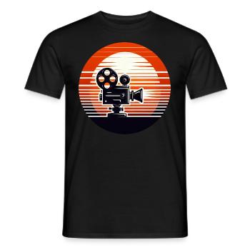 Vintage Cinema Sunset Retro Projector Movie - Men's T-Shirt - black - Front - AI Model Male 178 light (178cm)