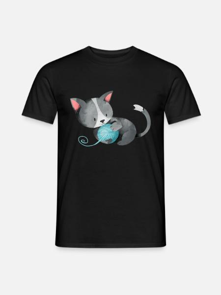 Cat ball of yarn playful cute kitten gift - Men's T-Shirt - black