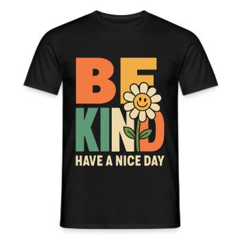 Be Kind Retro Flower - Men's T-Shirt - black - Front - AI Model Male 178 light (178cm)