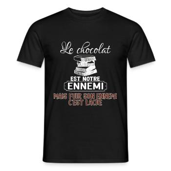 Le chocolat est notre ennemi - T-shirt homme - noir - Devant - AI Model Male 178 light (178cm)
