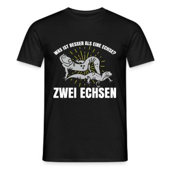 Was ist besser als eine Echse? Zwei Echsen - Männer T-Shirt - Schwarz - Vorne - AI Model Male 178 light (178cm)