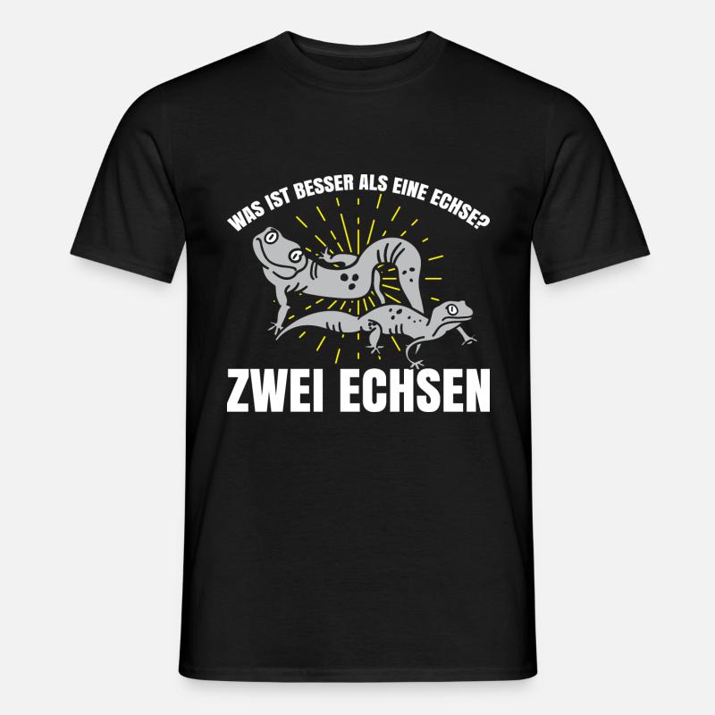 Was ist besser als eine Echse? Zwei Echsen - Männer T-Shirt - Schwarz