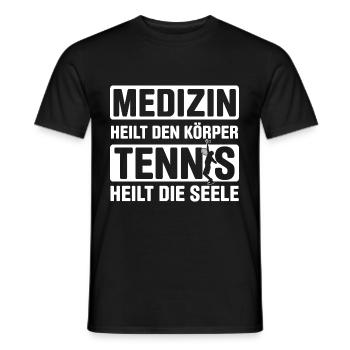 Medizin Heilt Den Körper Tennis Heilt Die Seele - Männer T-Shirt - Schwarz - Vorne - AI Model Male 178 light (178cm)