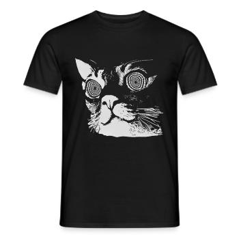 Stylische Katzenkopf-Silhouette - Männer T-Shirt - Schwarz - Vorne - AI Model Male 178 light (178cm)