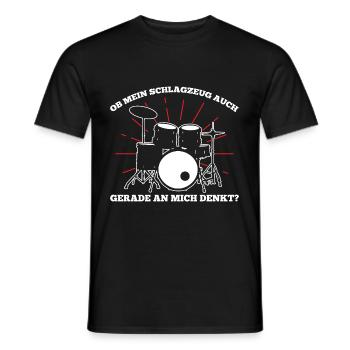 Ob Mein Schlagzeug Auch Gerade An Mich Denkt - Männer T-Shirt - Schwarz - Vorne - AI Model Male 178 light (178cm)