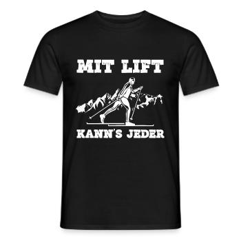 Mit Lift Kann's Jeder Skilangläufer Skater Winters - Männer T-Shirt - Schwarz - Vorne - AI Model Male 178 light (178cm)