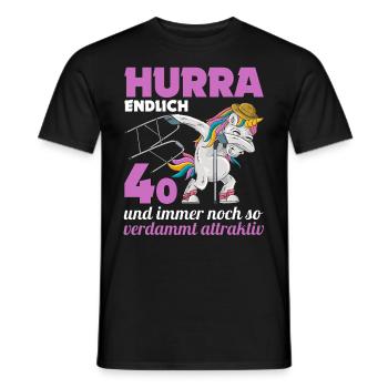 40. Geburtstag 40 Jahre Einhorn mit Rollator Stock - Männer T-Shirt - Schwarz - Vorne - AI Model Male 178 light (178cm)