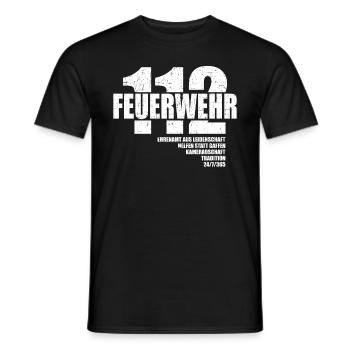 112 Feuerwehr Ehrenamt aus Leidenschaft 24/7/365 - Männer T-Shirt - Schwarz - Vorne - AI Model Male 178 light (178cm)
