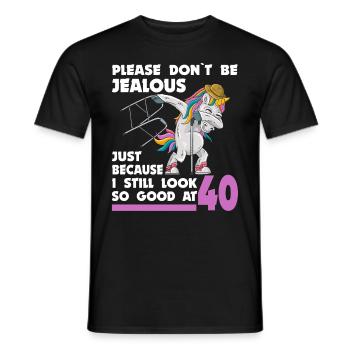 40th birthday 40 years unicorn with rollator stick - Men's T-Shirt - black - Front - AI Model Male 178 light (178cm)